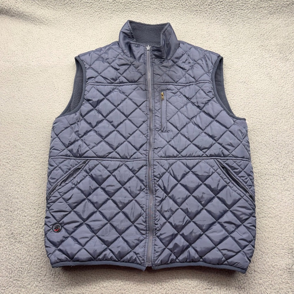 Southern Proper Mens XXL "All Prep" Blue Reversible Quilted Fleece Full Zip Vest